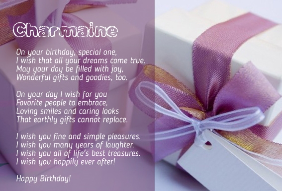 images with names Birthday Poems for Charmaine