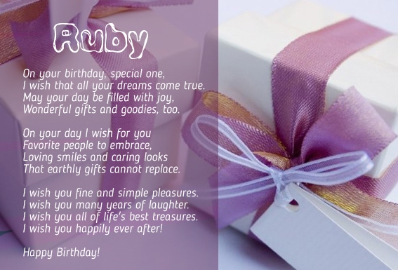 images with names Birthday Poems for Ruby