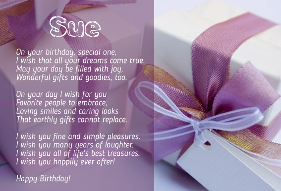images with names Birthday Poems for Sue
