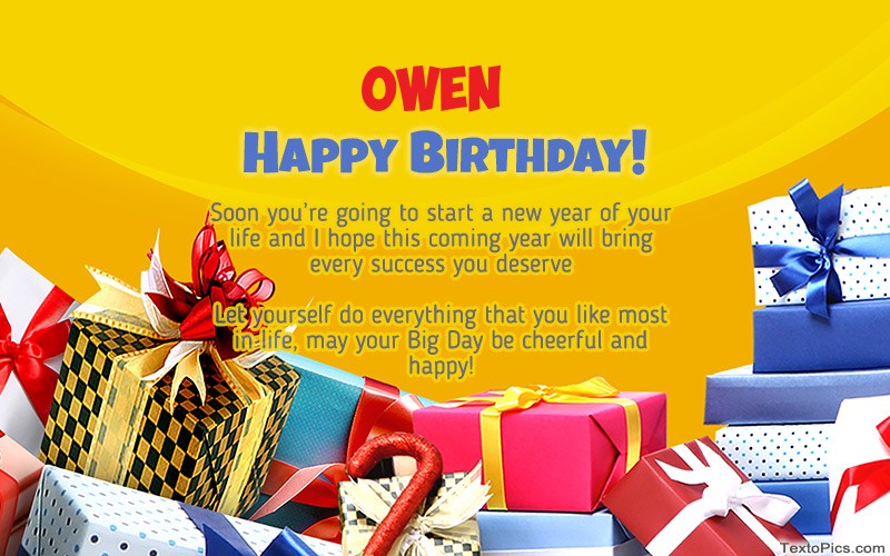 images with names Cool Happy Birthday card Owen