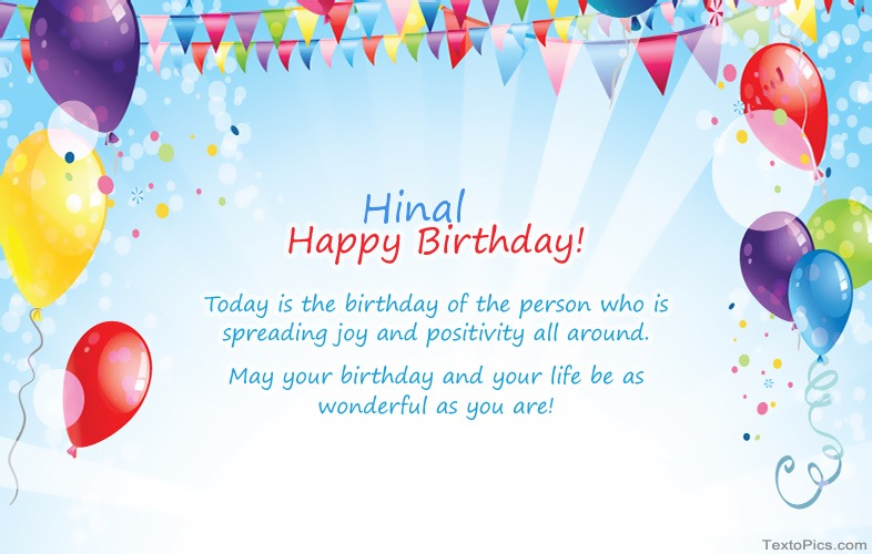 images with names Funny greetings for Happy Birthday Hinal pictures 