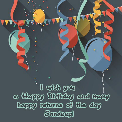 images with names Sandeep, i wish you a Happy Birthday, many happy