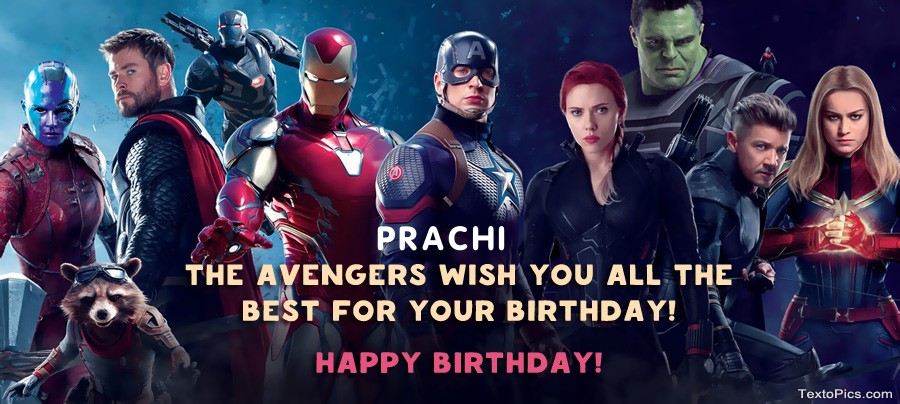 images with names Marvel style Happy Birthday cards Prachi