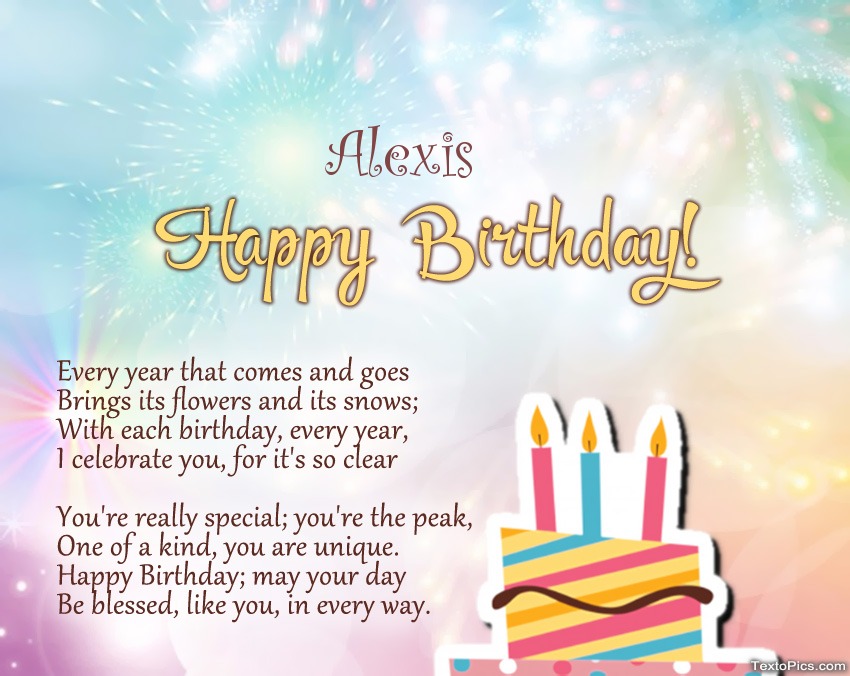 images with names Poems on Birthday for Alexis