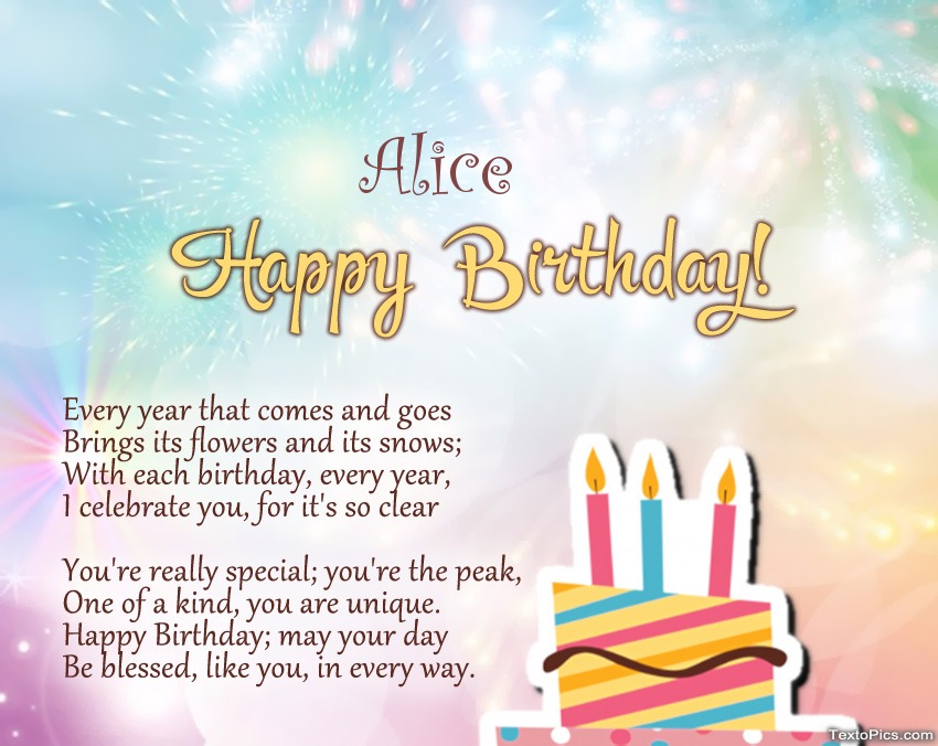 images with names Poems on Birthday for Alice