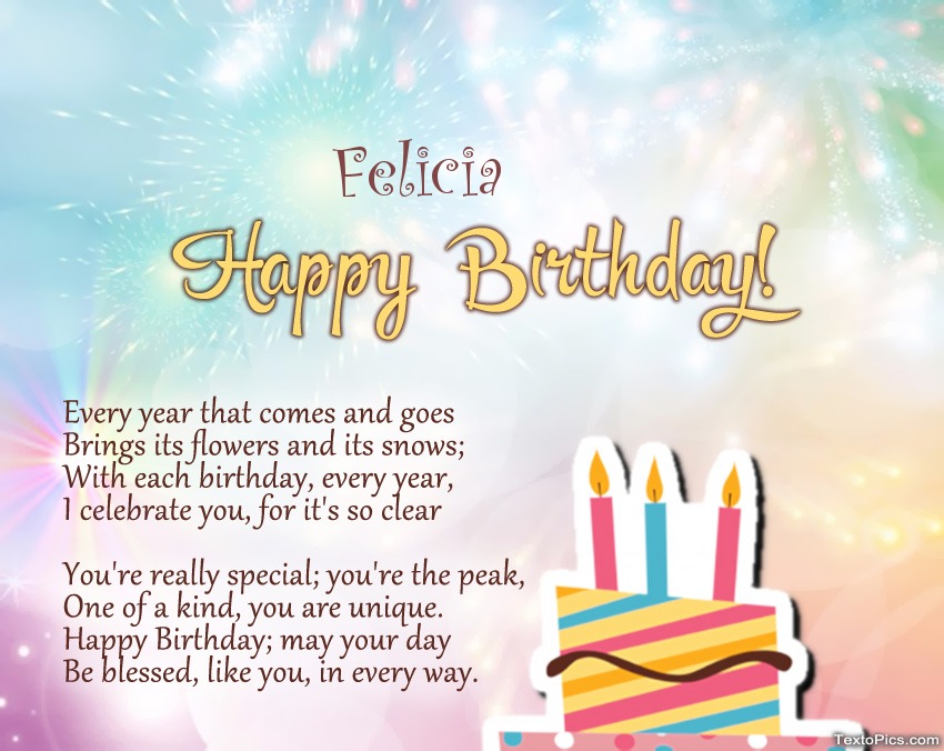 images with names Poems on Birthday for Felicia