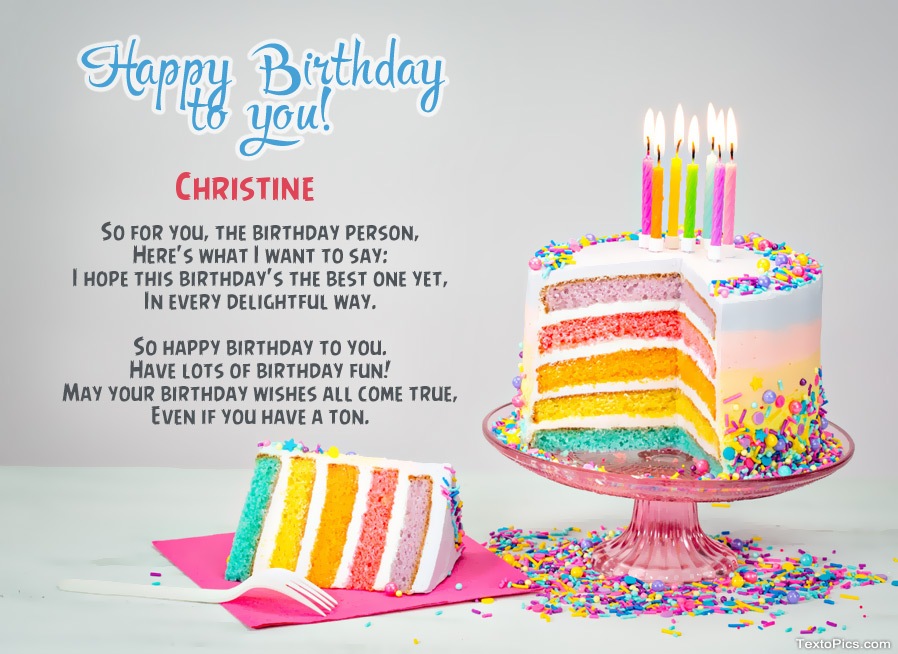 images with names Wishes Christine for Happy Birthday