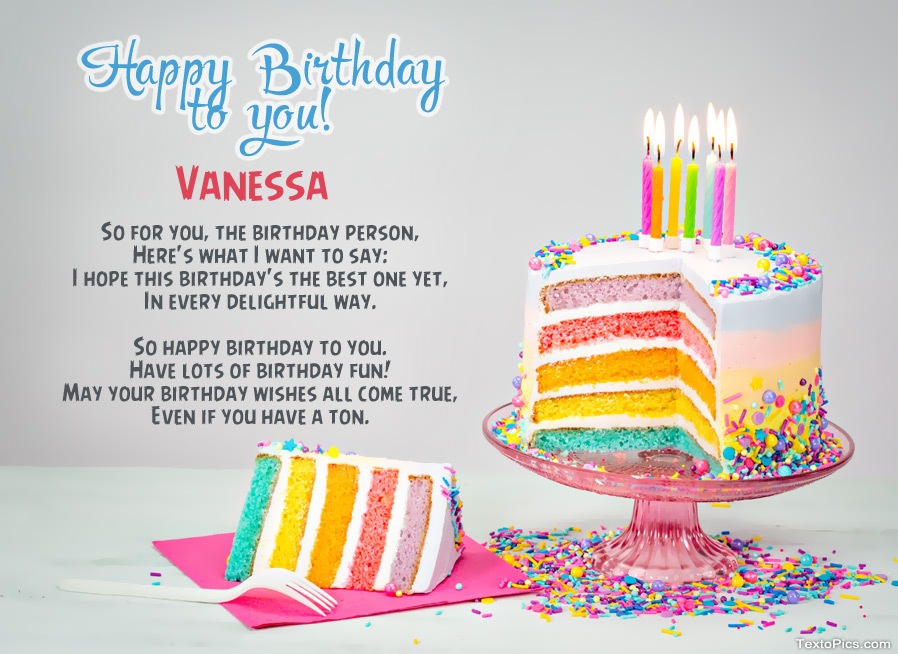 images with names Wishes Vanessa for Happy Birthday