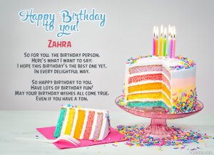 30+ Happy Birthday Zahra
 Images Wishes, Cakes, Cards
