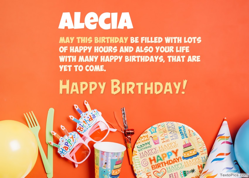images with names Congratulations for Happy Birthday of Alecia