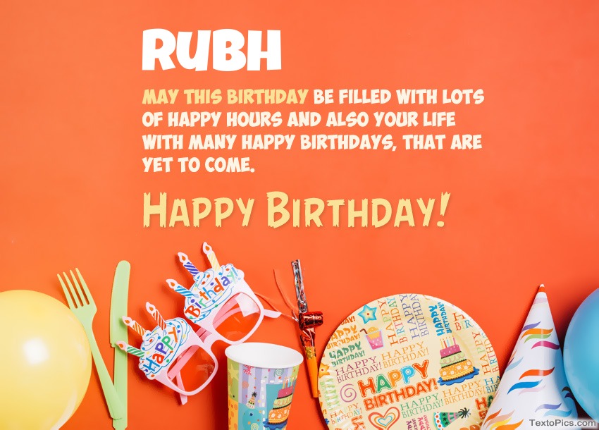 images with names Congratulations for Happy Birthday of Rubh