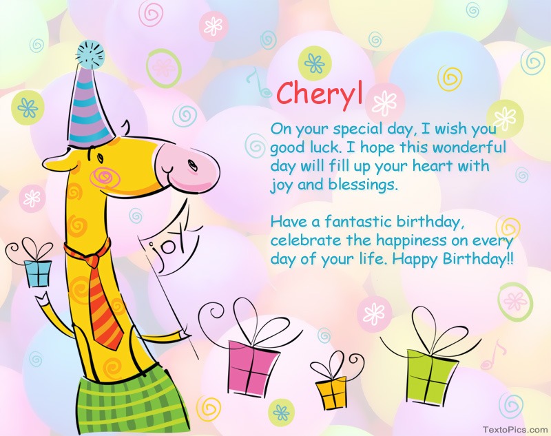images with names Funny Happy Birthday cards for Cheryl