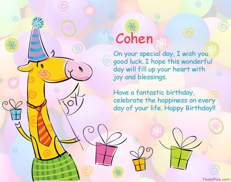 images with names Funny Happy Birthday cards for Cohen