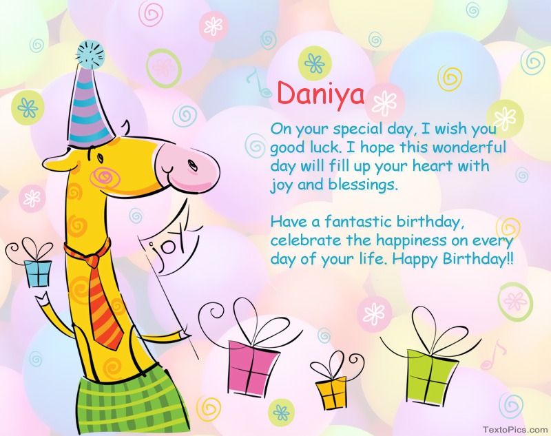 images with names Funny Happy Birthday cards for Daniya