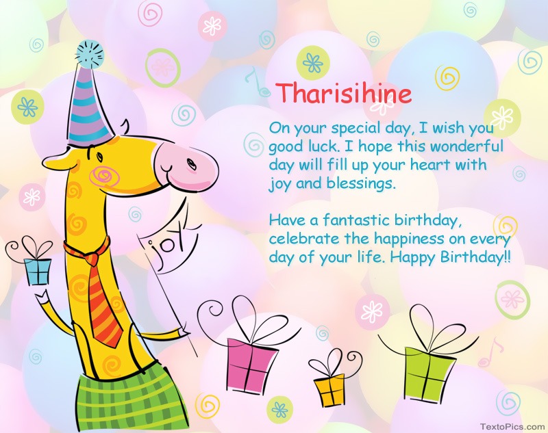 images with names Funny Happy Birthday cards for Tharisihine