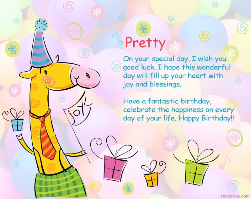 images with names Funny Happy Birthday cards for Pretty