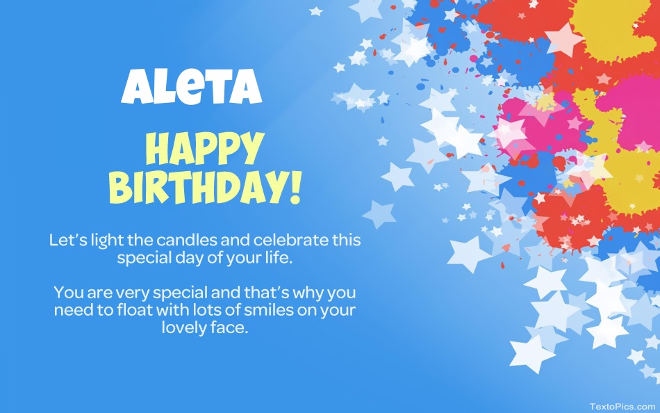 images with names Beautiful Happy Birthday cards for Aleta
