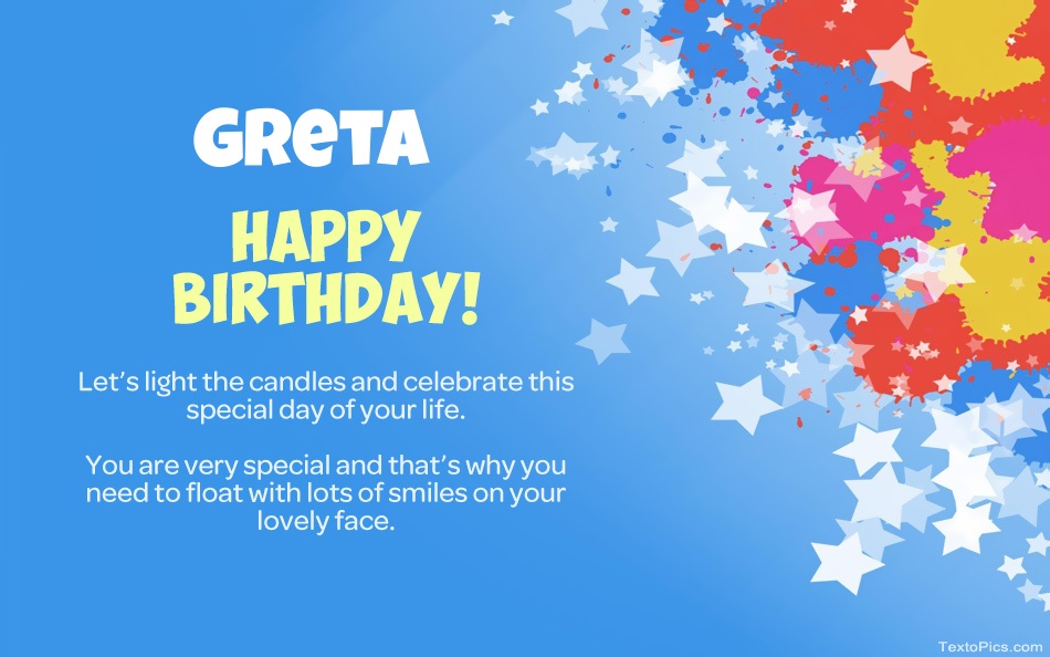 images with names Beautiful Happy Birthday cards for Greta