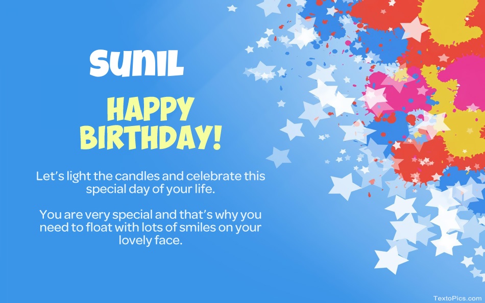 images with names Beautiful Happy Birthday cards for Sunil