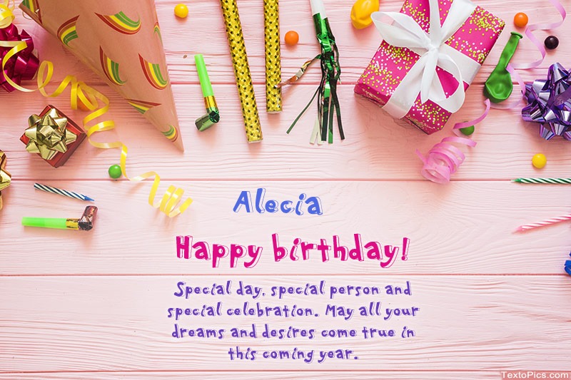 images with names Happy Birthday Alecia, Beautiful images