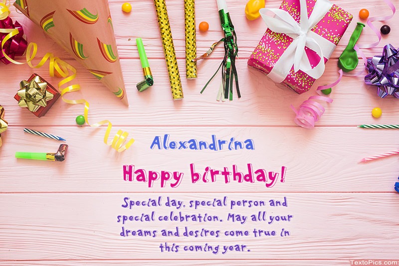 images with names Happy Birthday Alexandrina, Beautiful images