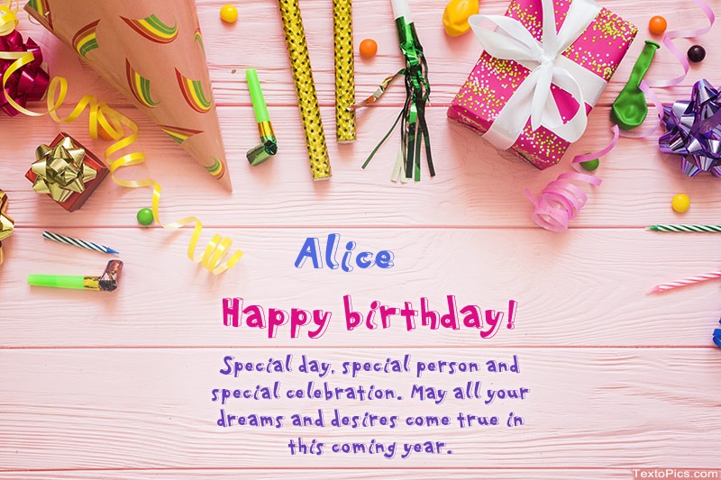 images with names Happy Birthday Alice, Beautiful images