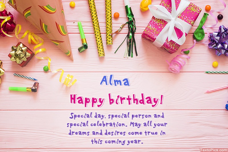 images with names Happy Birthday Alma, Beautiful images