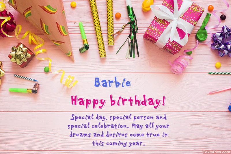 images with names Happy Birthday Barbie, Beautiful images