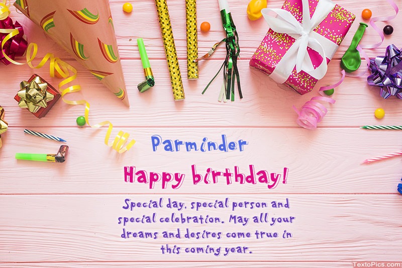 images with names Happy Birthday Parminder, Beautiful images