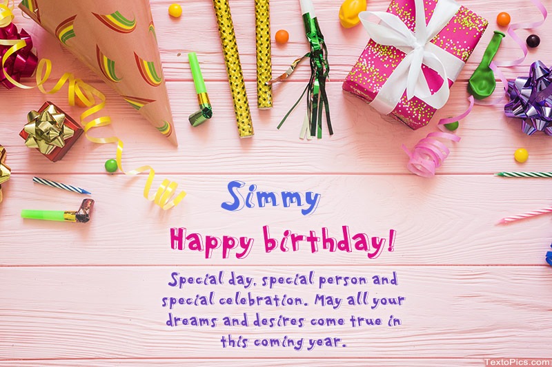 images with names Happy Birthday Simmy, Beautiful images