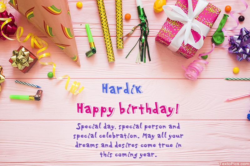 images with names Happy Birthday Hardik, Beautiful images