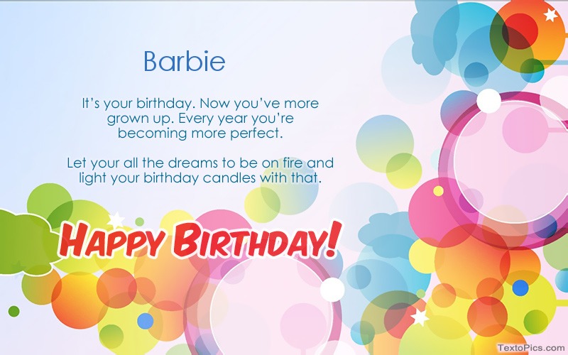 images with names Download picture for Happy Birthday Barbie
