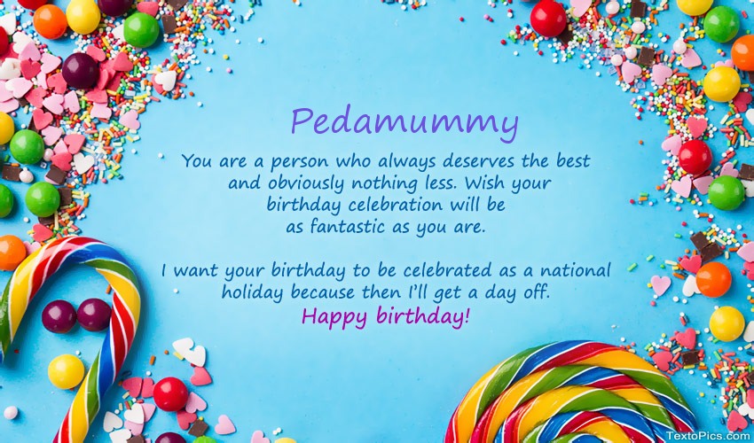 images with names Happy Birthday Pedamummy in prose