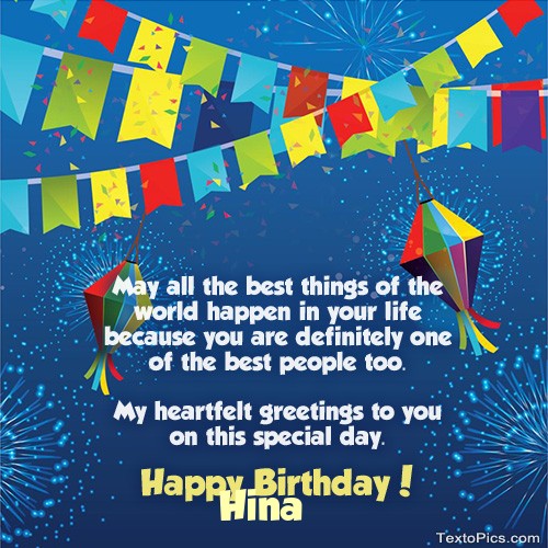 images with names Happy Birthday Hina photo