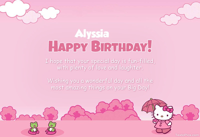 images with names Children's congratulations for Happy Birthday of Alyssia