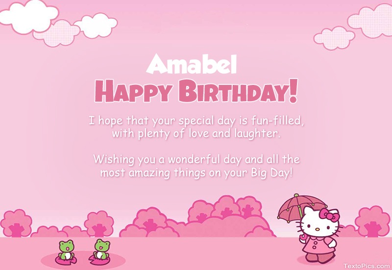 images with names Children's congratulations for Happy Birthday of Amabel