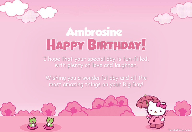 images with names Children's congratulations for Happy Birthday of Ambrosine