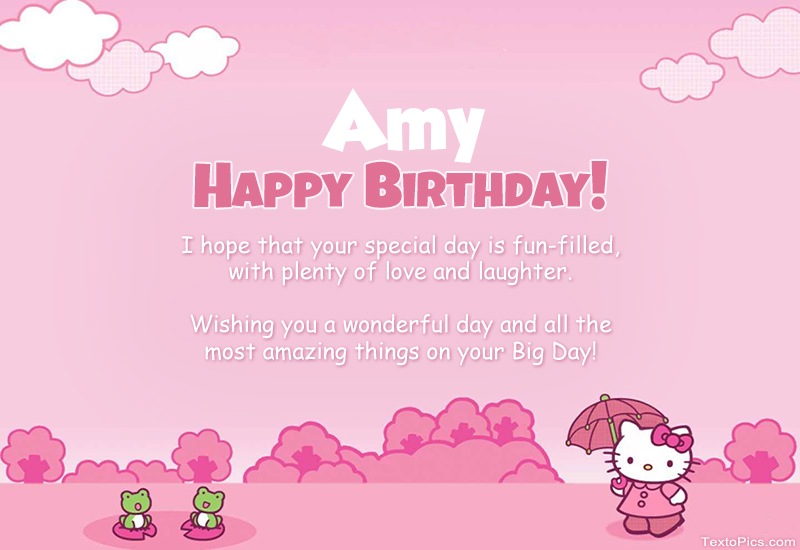 images with names Children's congratulations for Happy Birthday of Amy