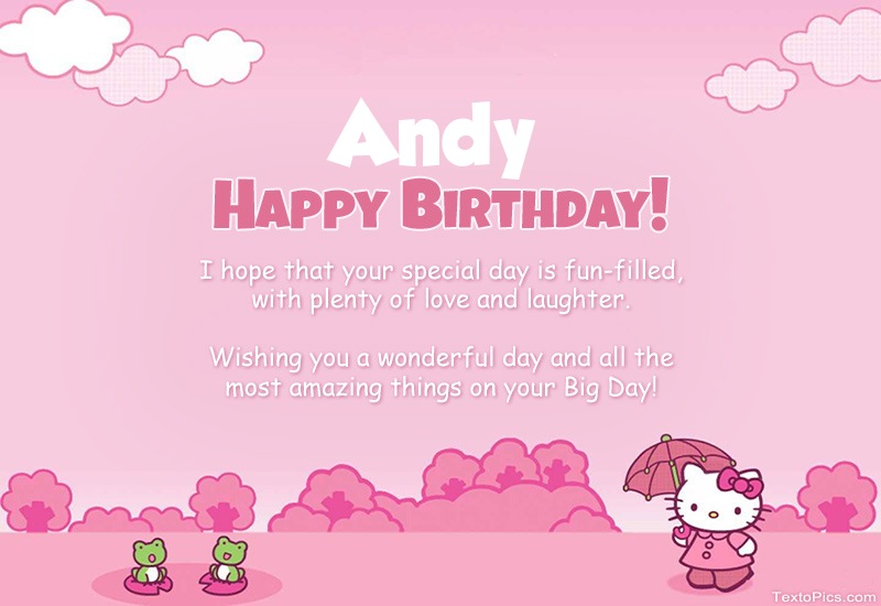 images with names Children's congratulations for Happy Birthday of Andy