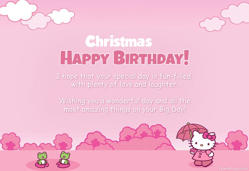 images with names Children's congratulations for Happy Birthday of Christmas