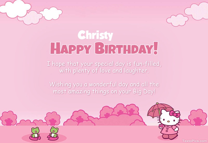 images with names Children's congratulations for Happy Birthday of Christy
