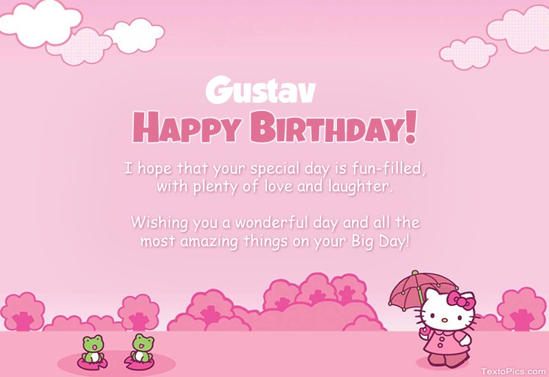 images with names Children's congratulations for Happy Birthday of Gustav