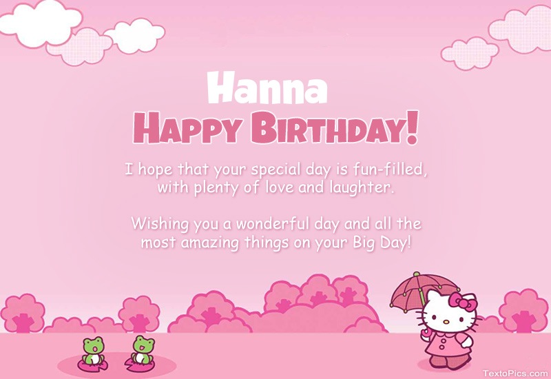 images with names Children's congratulations for Happy Birthday of Hanna