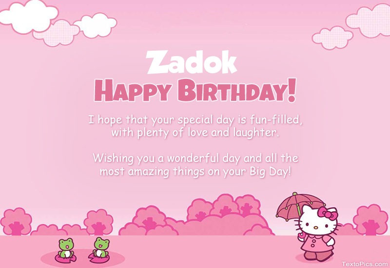 images with names Children's congratulations for Happy Birthday of Zadok
