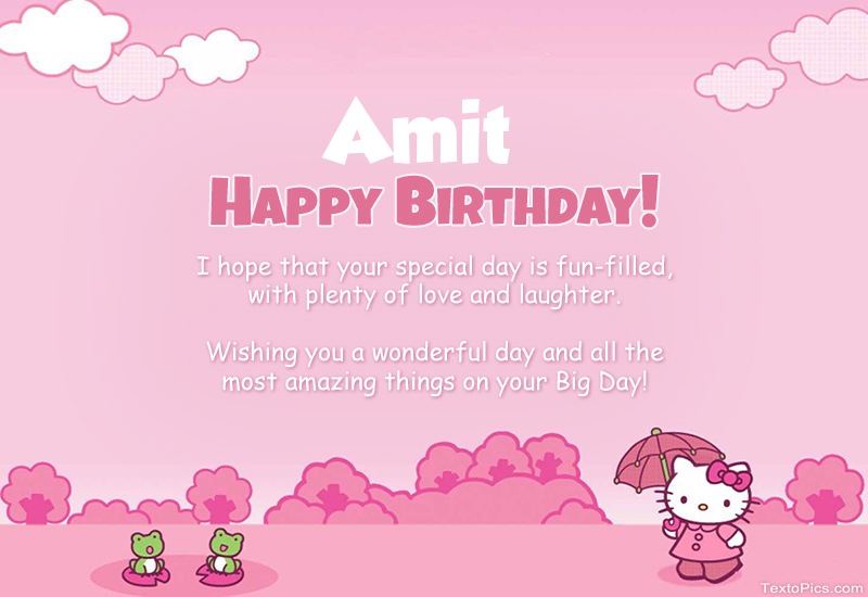 images with names Children's congratulations for Happy Birthday of Amit
