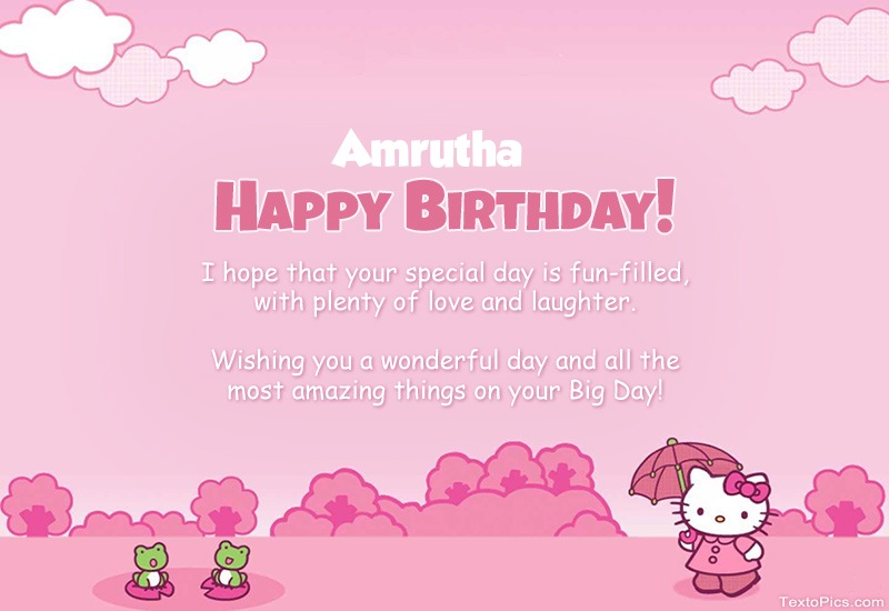 images with names Children's congratulations for Happy Birthday of Amrutha