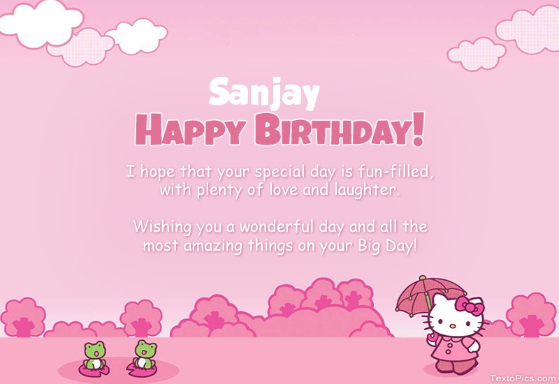 images with names Children's congratulations for Happy Birthday of Sanjay