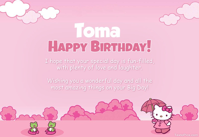 images with names Children's congratulations for Happy Birthday of Toma