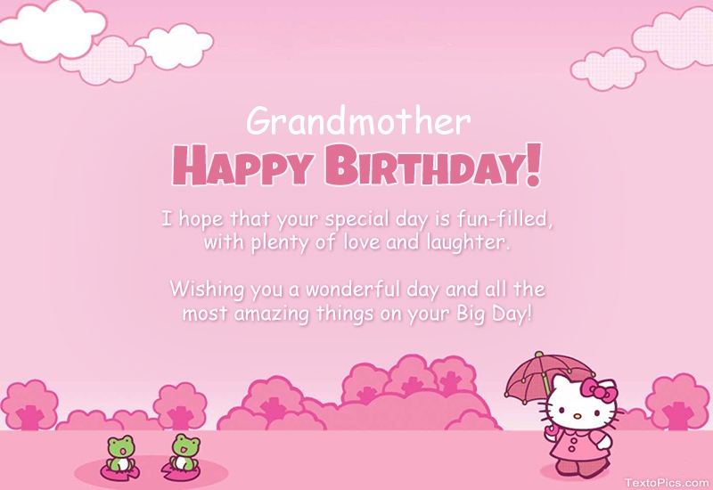 images with names Children's congratulations for Happy Birthday of Grandmother