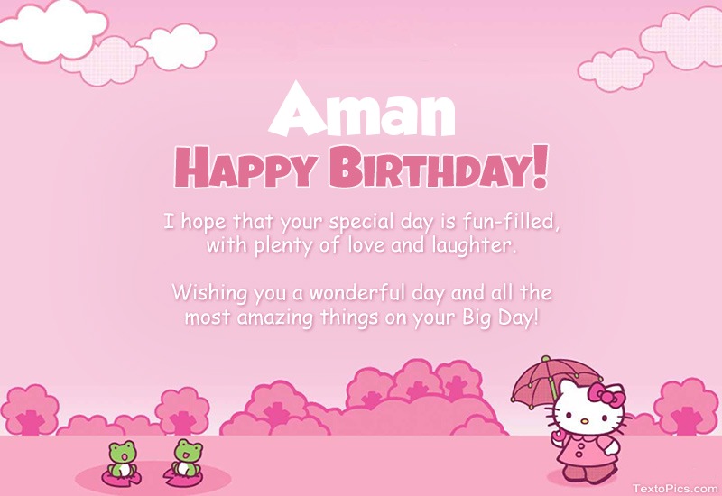 images with names Children's congratulations for Happy Birthday of Aman